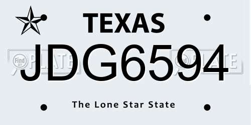 JDG6594 Texas License Plate