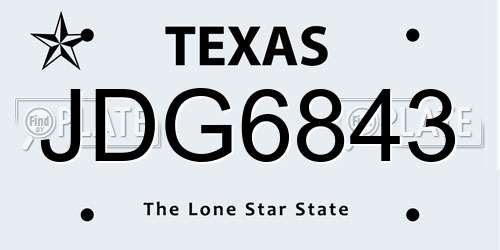 JDG6843 Texas License Plate
