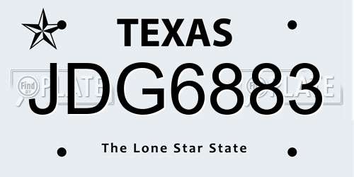 JDG6883 Texas License Plate