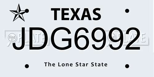 JDG6992 Texas License Plate