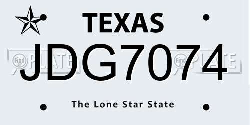 JDG7074 Texas License Plate