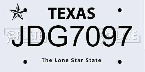 JDG7097 Texas License Plate