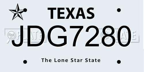 JDG7280 Texas License Plate
