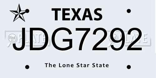 JDG7292 Texas License Plate