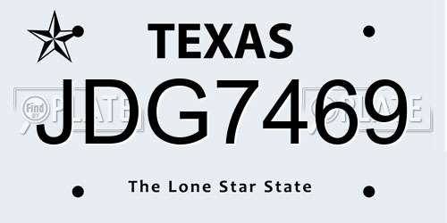 JDG7469 Texas License Plate