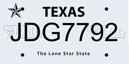 JDG7792 Texas License Plate