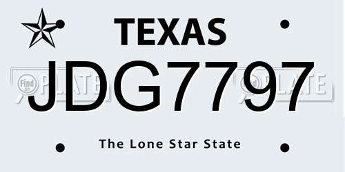 JDG7797 Texas License Plate
