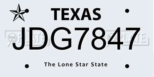 JDG7847 Texas License Plate