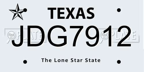 JDG7912 Texas License Plate