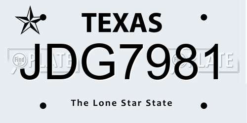 JDG7981 Texas License Plate