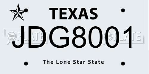 JDG8001 Texas License Plate