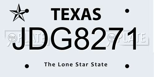 JDG8271 Texas License Plate