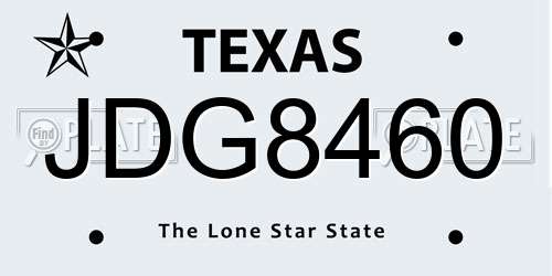 JDG8460 Texas License Plate