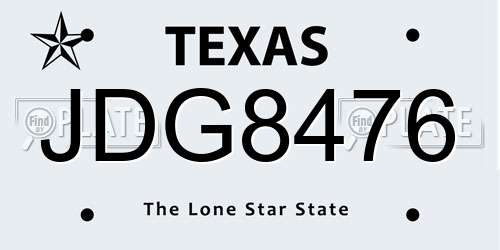 JDG8476 Texas License Plate
