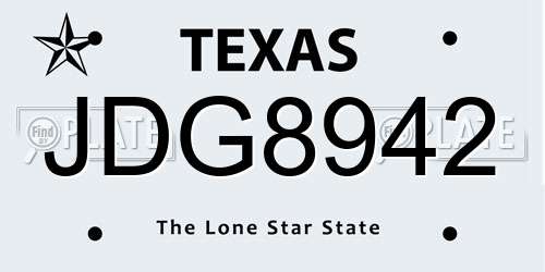 JDG8942 Texas License Plate
