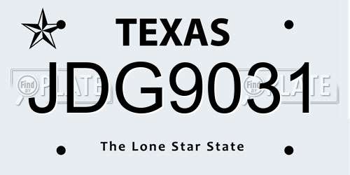 JDG9031 Texas License Plate