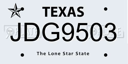 JDG9503 Texas License Plate