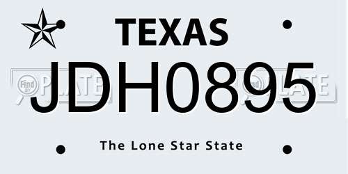 JDH0895 Texas License Plate