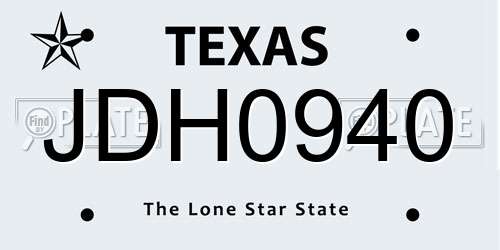 JDH0940 Texas License Plate