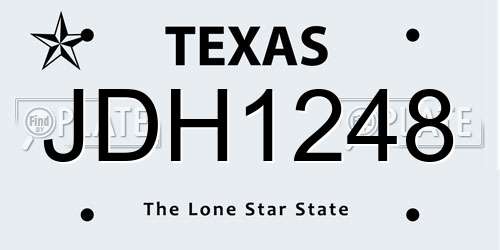 JDH1248 Texas License Plate