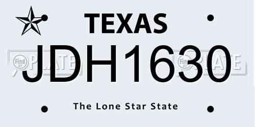 JDH1630 Texas License Plate