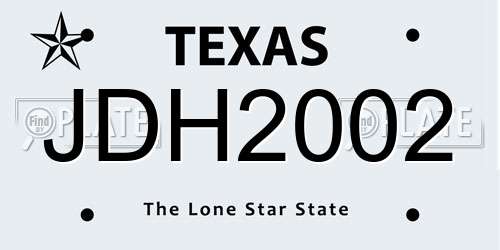 JDH2002 Texas License Plate