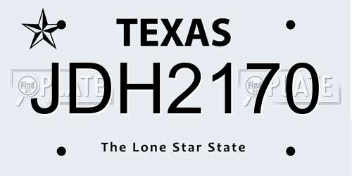JDH2170 Texas License Plate