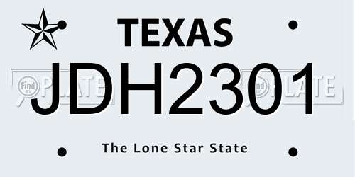 JDH2301 Texas License Plate