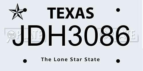 JDH3086 Texas License Plate