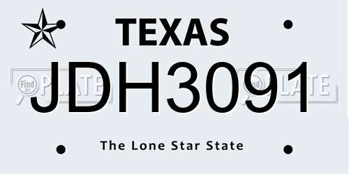 JDH3091 Texas License Plate