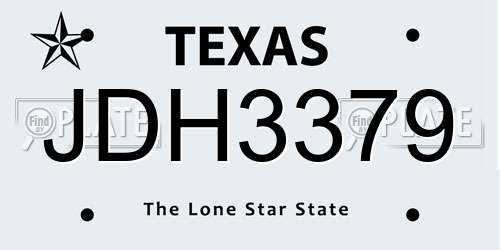 JDH3379 Texas License Plate