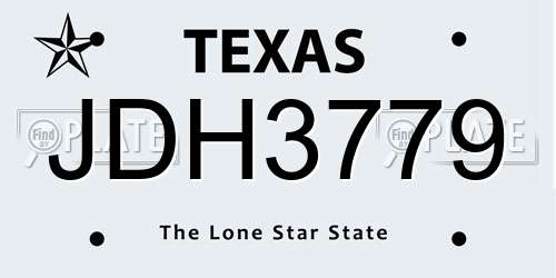 JDH3779 Texas License Plate