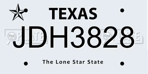 JDH3828 Texas License Plate