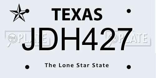 JDH427 Texas License Plate