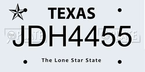 JDH4455 Texas License Plate