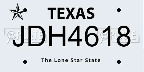 JDH4618 Texas License Plate