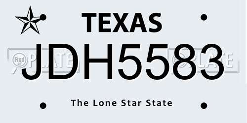 JDH5583 Texas License Plate