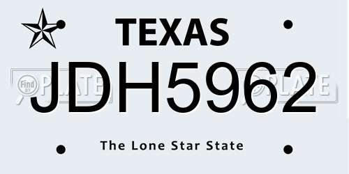 JDH5962 Texas License Plate