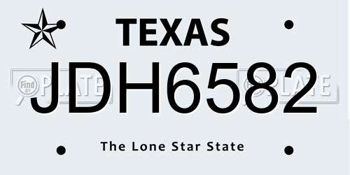 JDH6582 Texas License Plate