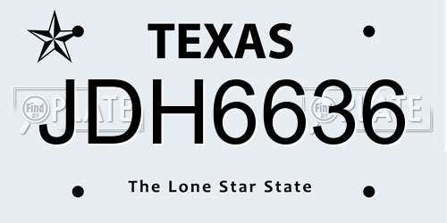 JDH6636 Texas License Plate