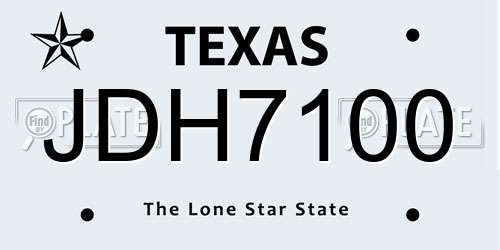 JDH7100 Texas License Plate