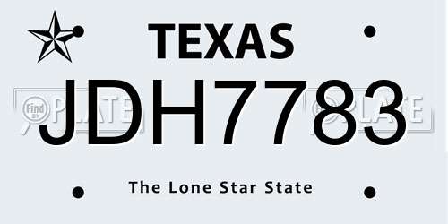 JDH7783 Texas License Plate