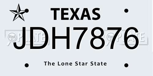 JDH7876 Texas License Plate