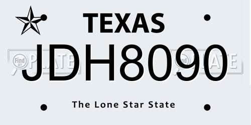 JDH8090 Texas License Plate