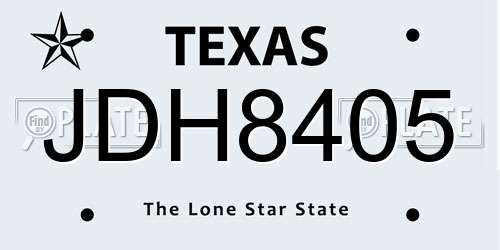 JDH8405 Texas License Plate