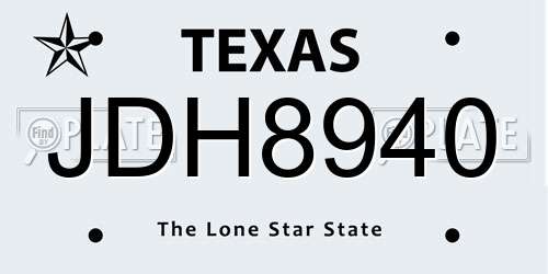 JDH8940 Texas License Plate