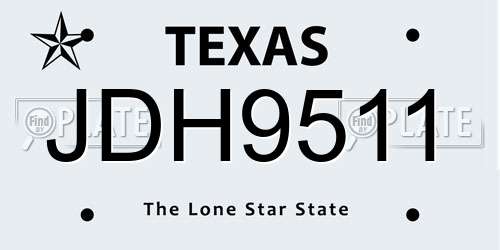 JDH9511 Texas License Plate