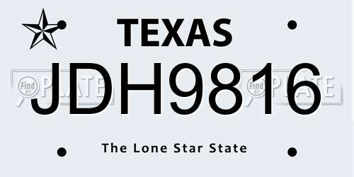 JDH9816 Texas License Plate