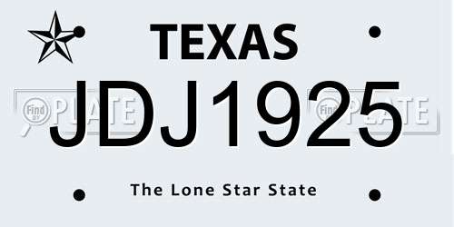 JDJ1925 Texas License Plate