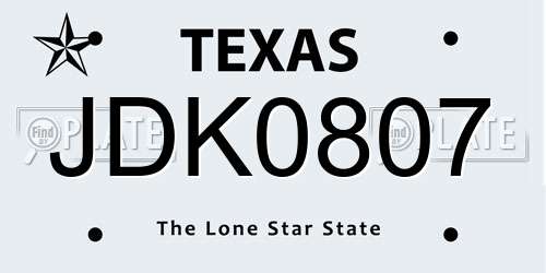 JDK0807 Texas License Plate